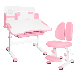 Комплект Anatomica Saturno парта + стул + надстройка + выдвижной ящик розовый